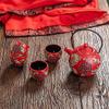 SGeneE Tea Set, Traditional Chinese Ceramic Tea Set, Tea Set for Wedding Ceremony Party, Chinese Red Porcelain Tea Pot with Tea Cups and Tea Tray for Adults (Style B) view 4