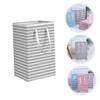 ANDRESLAD Laundry Hamper Storage Basket Collapsible Clothing Holder for Bedroom and Dorm Stylish Grey Striped Design for Dirty Clothes and Toy Organization view 2