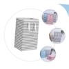 ANDRESLAD Laundry Hamper Storage Basket Collapsible Clothing Holder for Bedroom and Dorm Stylish Grey Striped Design for Dirty Clothes and Toy Organization view 4