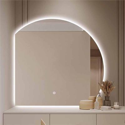 BiSaXieTa 40Inch Half Moon Led Mirror for Bathroom HD Glass Decorative Mirror 36" with Lights 3000-6000K Dimmable Illuminated Defogging Hanging Mirror for Wall Home Shatter-Proof Decor(Left Cut,28x28