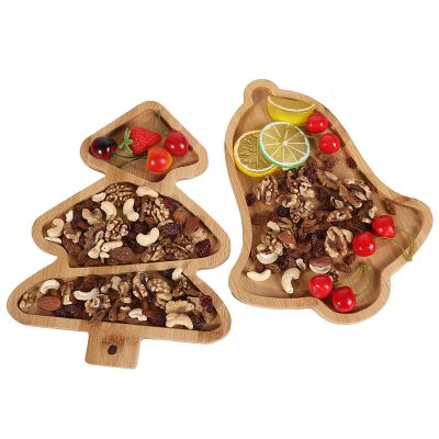 2 Pcs Christmas Charcuterie Boards Wooden Christmas Tree Charcuterie Board Christmas Bell Serving Tray,Christmas Serving Decorative Platter Fruit Platter Tray for Xmas Holiday