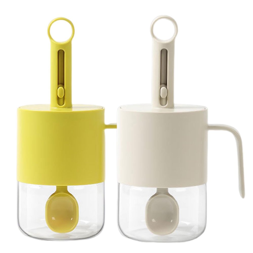 Chienc Kitchen Seasoning Jars - Transparent Salt Keeper with Integrated Retractable Spoon Lid, Ideal for Outdoor BBQs & Daily Kitchen Tasks