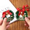 4Pcs Christmas Wreath Decorations, Mini Wreaths with Bow & Golden Bell, Green Artificial Wreath for Christmas Tree Holiday Home Decoration view 4