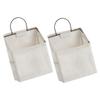 CAXUSD 2pcs Wall Hanging Storage Organizer Versatile Over Door Pocket Organizer for Bathroom Bedroom Fabric Design with Frame for Keys Mail and Accessories White view 1