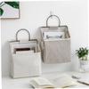 CAXUSD 2pcs Wall Hanging Storage Organizer Versatile Over Door Pocket Organizer for Bathroom Bedroom Fabric Design with Frame for Keys Mail and Accessories White view 2