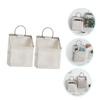 CAXUSD 2pcs Wall Hanging Storage Organizer Versatile Over Door Pocket Organizer for Bathroom Bedroom Fabric Design with Frame for Keys Mail and Accessories White view 4