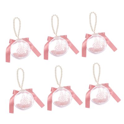 TOVINANNA 6pcs Creative Transparent Round Shape Gift Box with Artificial Pearl Design for Candy and Snacks Birthday and Wedding Parties Portable and Odorless Storage