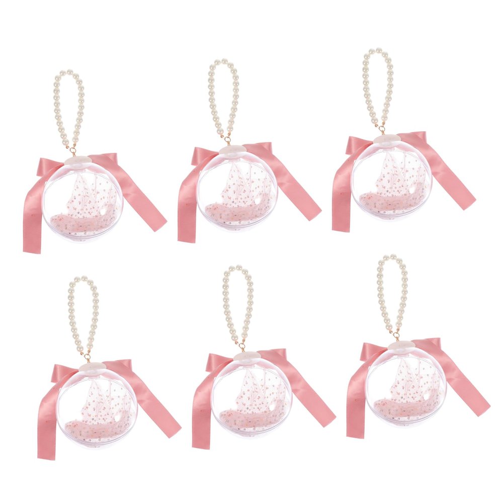 TOVINANNA 6pcs Creative Transparent Round Shape Gift Box with Artificial Pearl Design for Candy and Snacks Birthday and Wedding Parties Portable and Odorless Storage