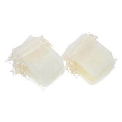 IWOWHERO 100pcs Sheer Drawstring Jewelry Bags Elegant Mesh Pouches for Wedding Favors Candy Packaging Party Organza Bags