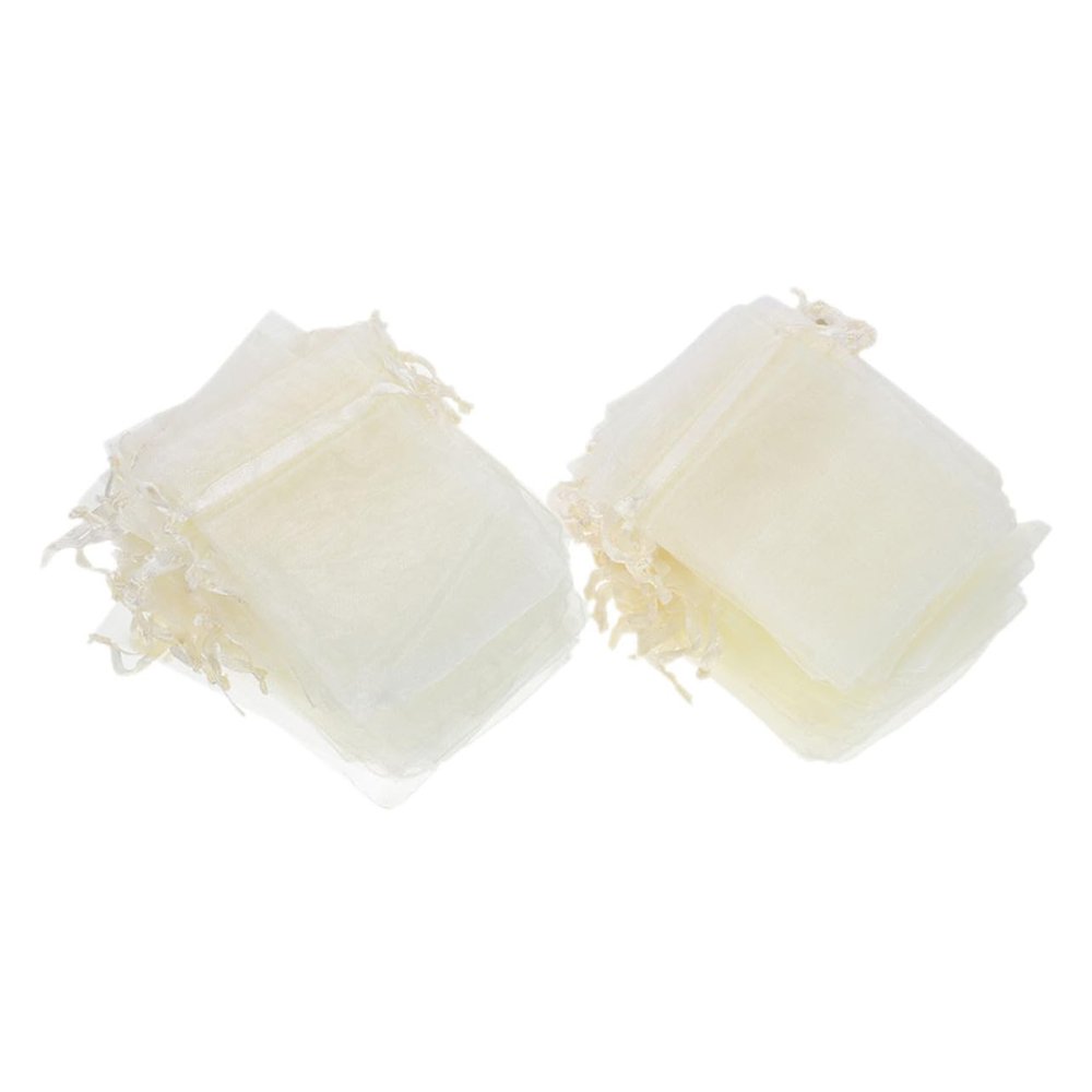IWOWHERO 100pcs Sheer Drawstring Jewelry Bags Elegant Mesh Pouches for Wedding Favors Candy Packaging Party Organza Bags