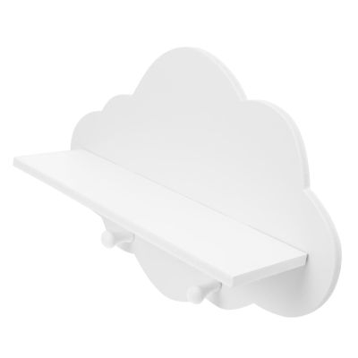 PRETYZOOM 1pc Punch Wooden Cloud Shape Floating Shelf Heavy Duty Wall Storage Rack for Home Easy to Install for Boys and Girls Room Nursery Bathroom White