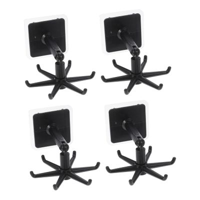 FONDOTIN 4pcs Multi-Purpose Rotatable Utensil Holder Wall-Mounted Kitchen Organizer Swivel Hooks for Spatulas Ladles and More Easy Installation Black