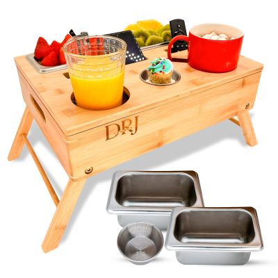 DRJlegacy Couch Console - Caddy with Cup Holder and Food Trays for Eating on Couch