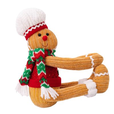 Argzm Christmas Funny Knitted Gingerbreads Man Dolls Curtain Tieback Buckles Accessories for Window Drapes Holder Holdback