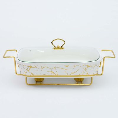 2.0L,SLDAGe Rectangle Chafing Dish Buffet Set,Ceramics Chafers Buffet Servers and Food Warmers,Buffets Chaffing Servers with Glass Viewing Covers & Fuel Holder for Parties Banquets Christmas Catering