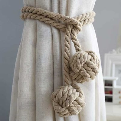Curtain Tie Backs,Curtain Buckle Strap,Curtain Tiebacks,Curtain Tie, 2 Pcs Handmade Cotton Curtain Tie Back Tiebacks Clip Tassels Window Rope Double Ball Beige(Light Coffee)