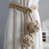 Curtain Tie Backs,Curtain Buckle Strap,Curtain Tiebacks,Curtain Tie, 2 Pcs Handmade Cotton Curtain Tie Back Tiebacks Clip Tassels Window Rope Double Ball Beige(Light Coffee) view 1