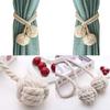 Curtain Tie Backs,Curtain Buckle Strap,Curtain Tiebacks,Curtain Tie, 2 Pcs Handmade Cotton Curtain Tie Back Tiebacks Clip Tassels Window Rope Double Ball Beige(Light Coffee) view 4