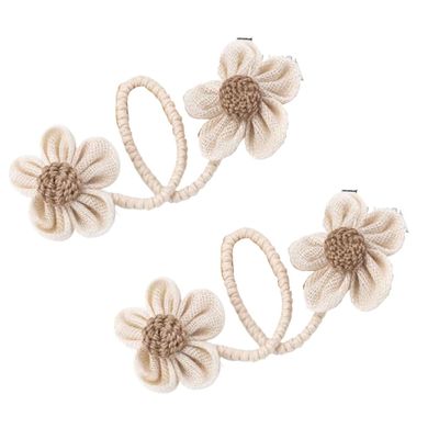 Curtain Tie Backs,Curtain Buckle Strap,2 Pack Hand-Woven Flower Curtain Tiebacks Home Decor Drape Tie Backs Jute Rope Curtain Holdbacks for Home Office Window Draperies(Beige)