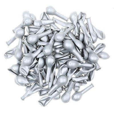 homeemoh 50 Pcs 5 inch Chrome Metallic Latex Balloons, Round Metallic Balloon Helium Balloons for Wedding Birthday Party Graduation Baby Shower Decoration,Silver