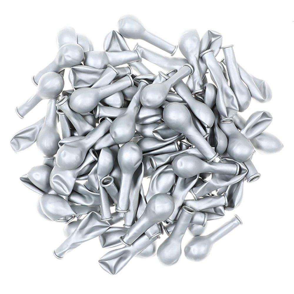 homeemoh 50 Pcs 5 inch Chrome Metallic Latex Balloons, Round Metallic Balloon Helium Balloons for Wedding Birthday Party Graduation Baby Shower Decoration,Silver