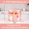 2L Pink Glass Simmer Pot, 2000ml/2.2Qt/68oz, Glass Pots for Cooking on Stove,Heart-shaped Lid,Heat Resistant,Oven Gas Electric Stove Dishwasher Safe for Potpourri Pasta Soups view 4
