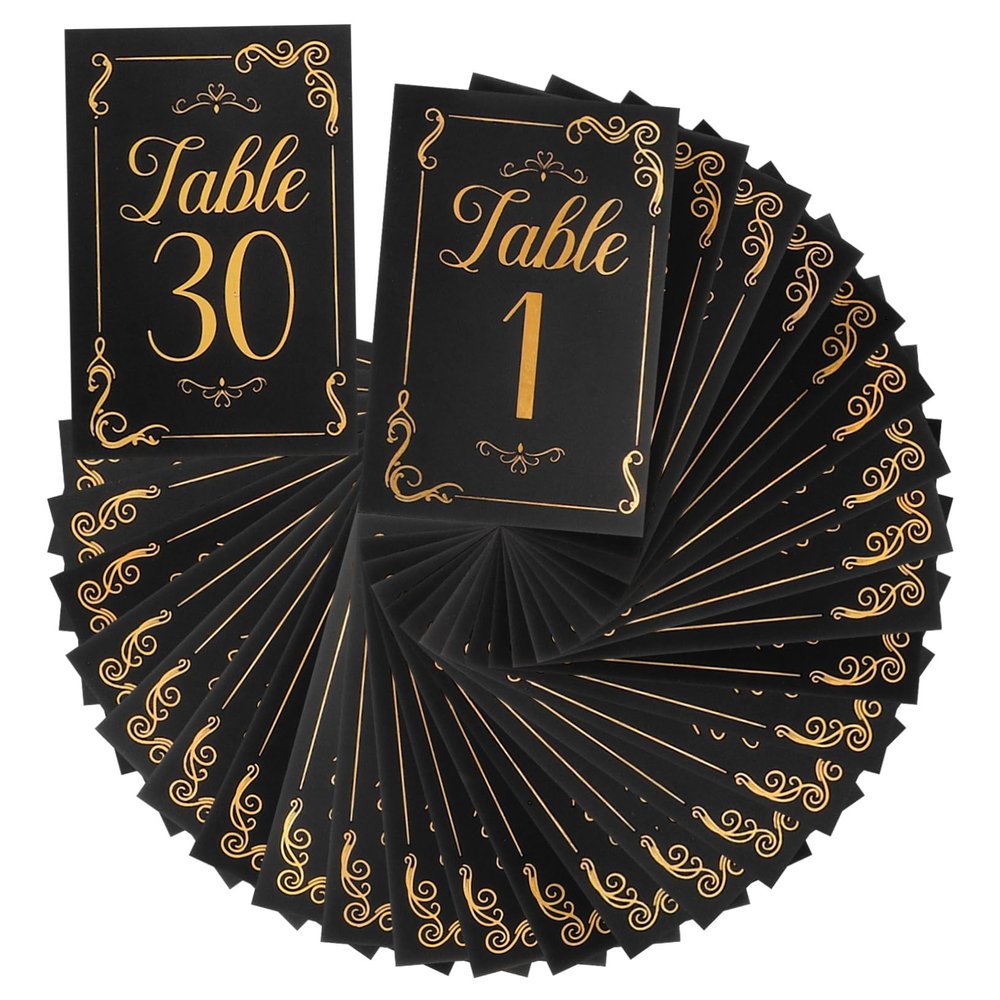 FIXOSHEE 31pcs Wedding Table Number Cards Elegant Place Card Holders for Reception Reusable Table Signs for Events for Weddings Rehearsal Dinners and More