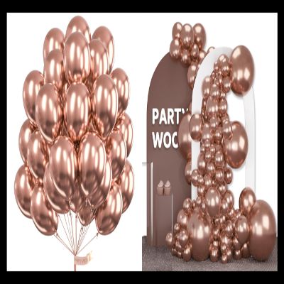 PartyWoo Metallic Rose Gold Balloons 100 pcs and PartyWoo Metallic Rose Gold Balloons 140 pcs