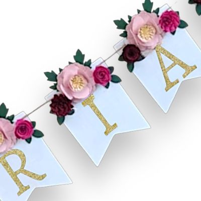 Customized Floral Event Banner - Flower Event Banner - Customize to Say Anything - Baby Shower Banner - Happy Birthday Banner - Customized Word Banner (4 letters)