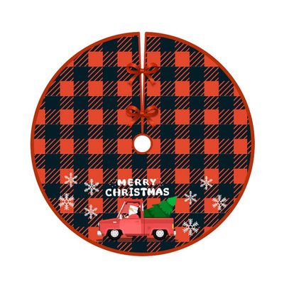 Christmas Tree Skirt, Rustic Christmas Tree Mat, Xmas Tree Skirt Mat with Santa Claus Snowflake Pattern for Indoor Outdoor Merry Christmas Holiday Party Decor