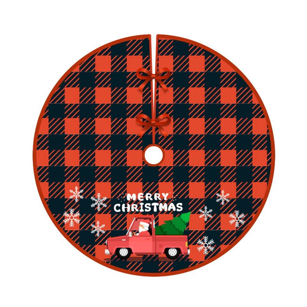 Christmas Tree Skirt, Rustic Christmas Tree Mat, Xmas Tree Skirt Mat with Santa Claus Snowflake Pattern for Indoor Outdoor Merry Christmas Holiday Party Decor