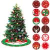 Christmas Tree Skirt, Rustic Christmas Tree Mat, Xmas Tree Skirt Mat with Santa Claus Snowflake Pattern for Indoor Outdoor Merry Christmas Holiday Party Decor view 4