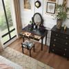 XOBRJQZ Vintage Makeup Vanity Table Set with 4 Drawers and Cushioned Stool, Makeup Table Writing Desk with Removable Top for Women Girls view 2