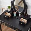 XOBRJQZ Vintage Makeup Vanity Table Set with 4 Drawers and Cushioned Stool, Makeup Table Writing Desk with Removable Top for Women Girls view 3