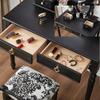 XOBRJQZ Vintage Makeup Vanity Table Set with 4 Drawers and Cushioned Stool, Makeup Table Writing Desk with Removable Top for Women Girls view 4