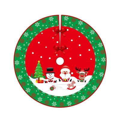 Christmas Tree Skirt, Rustic Christmas Tree Mat, Xmas Tree Skirt Mat with Santa Claus Snowflake Pattern for Indoor Outdoor Merry Christmas Holiday Party Decor