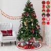 Christmas Tree Skirt, Rustic Christmas Tree Mat, Xmas Tree Skirt Mat with Santa Claus Snowflake Pattern for Indoor Outdoor Merry Christmas Holiday Party Decor view 2