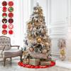 Christmas Tree Skirt, Rustic Christmas Tree Mat, Xmas Tree Skirt Mat with Santa Claus Snowflake Pattern for Indoor Outdoor Merry Christmas Holiday Party Decor view 3