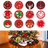 Christmas Tree Skirt, Rustic Christmas Tree Mat, Xmas Tree Skirt Mat with Santa Claus Snowflake Pattern for Indoor Outdoor Merry Christmas Holiday Party Decor view 4