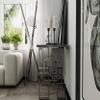 AUZ 55 Inch Silver Console Table, Gray Entryway Table, Modern Glossy Stainless Steel Rectangle Hallway Table for Couch, Living Room, Office, Foyer, Front Hall view 4