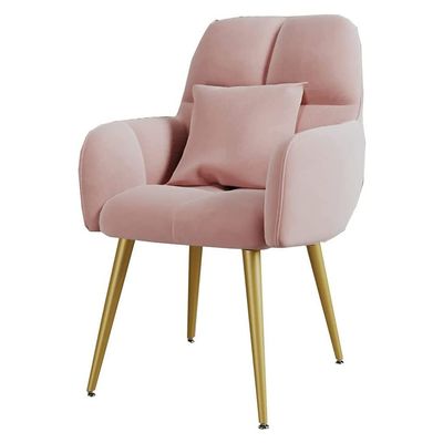 Dining Chairs,Modern Dressing Chair Comfortable Side Chair Upholstered Seat with Metal Legs for Bedroom Cafe Restaurant(Color:Pink)