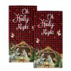 Christmas Hand Towels Set of 2, 14x28 Inch Nativity Scene Red Black Buffalo Plaid Xmas Absorbent Soft Washcloths Face Tea Towel for Kitchen Bathroom Holiday Housewarming Gift Decor view 1