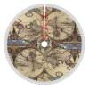 Ancient Map World Globe Christmas Tree Skirt with Tassel for Party Holiday Christmas Decorations Xmas Tree Mat Ornaments view 1
