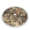 Ancient Map World Globe Christmas Tree Skirt with Tassel for Party Holiday Christmas Decorations Xmas Tree Mat Ornaments view 3