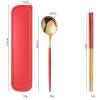 ONUIFIKE Silverware Set, 2/8/12/16/20/24 Pieces Stainless Steel Portable Tableware Portuguese Chopsticks Spoon Student Outdoor Storage Box Portable Tableware, Home Cutlery Flatware Set(Red Silver,24 view 2