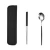 ONUIFIKE Silverware Set, 2/8/12/16/20/24 Pieces Stainless Steel Portable Tableware Portuguese Chopsticks Spoon Student Outdoor Storage Box Portable Tableware, Home Cutlery Flatware Set(Black Silver,1 view 1