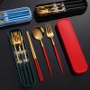 ONUIFIKE Silverware Set, 2/8/12/16/20/24 Pieces Stainless Steel Portable Tableware Portuguese Chopsticks Spoon Student Outdoor Storage Box Portable Tableware, Home Cutlery Flatware Set(Black Silver,1 view 3