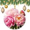 Christmas Ornaments Peony Flowers Blossom Ceramic Ornament Crafts Hanging Souvenir Round Hanging Pendant Ornaments for Xmas Holiday Party Christmas Tree Decorations 1 Pcs view 3