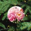 Christmas Ornaments Peony Flowers Blossom Ceramic Ornament Crafts Hanging Souvenir Round Hanging Pendant Ornaments for Xmas Holiday Party Christmas Tree Decorations 1 Pcs view 4