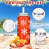 Romooa 24 Pack Winter Reusable Cups Bulk 13.5 oz Plastic Cups with Lids and Straws Winter Drinking Holiday Set Reusable Party Coffee Jar Water Bottles for Party Drinks view 3